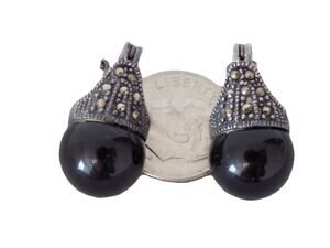 Marcasite and sterling silver pierced earrings